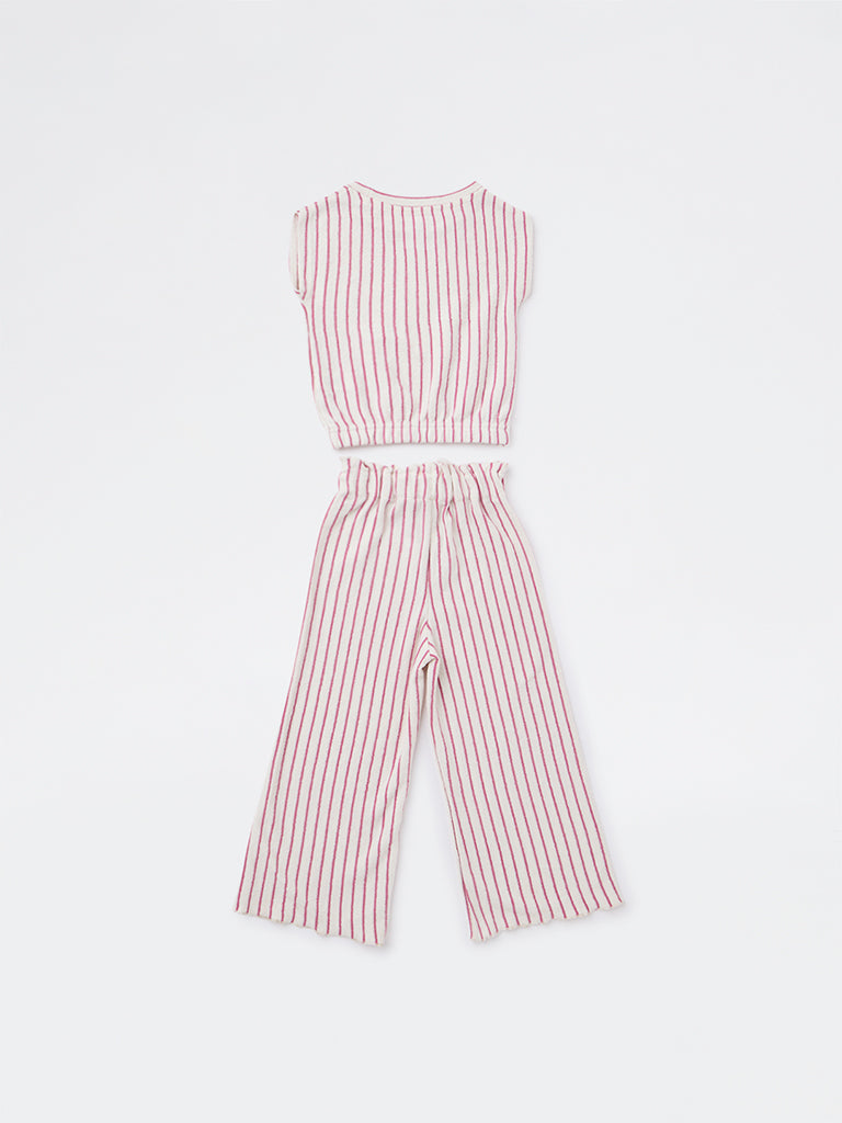 HOP Kids Girls by Wetside Pink Striped Cotton Co-ord Set