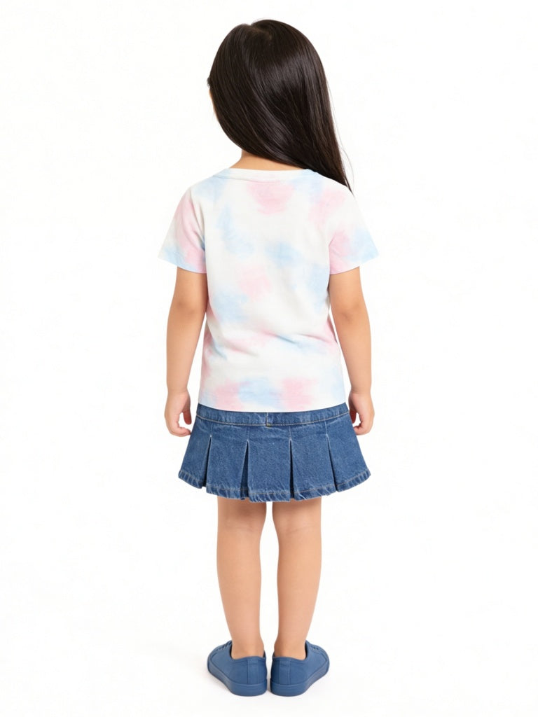 HOP Kids Girls Pink Tie-Dye Cotton T-Shirt