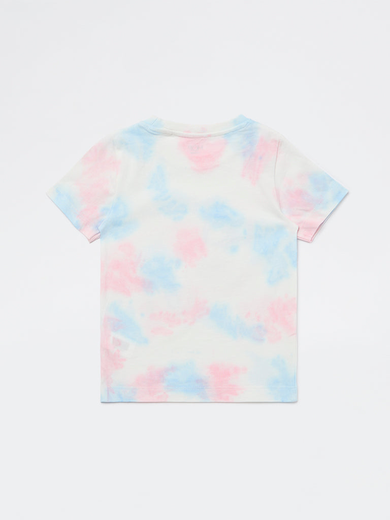 HOP Kids Girls Pink Tie-Dye Cotton T-Shirt