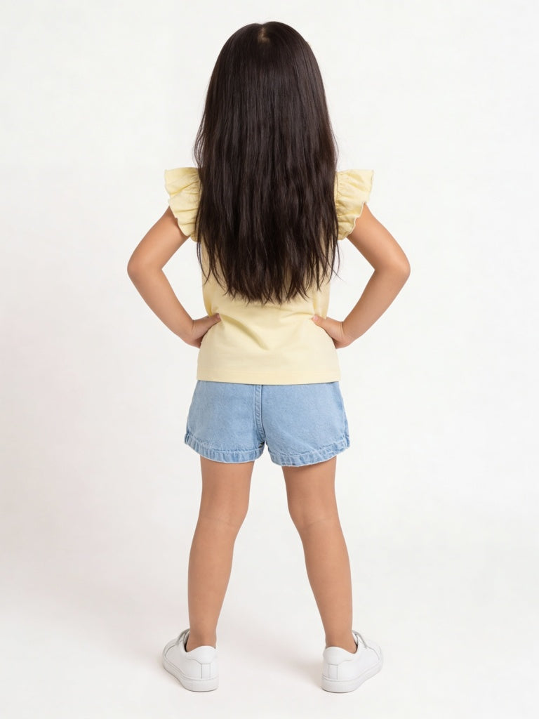 HOP Kids Girls Yellow Octopus Pattern Cotton Top