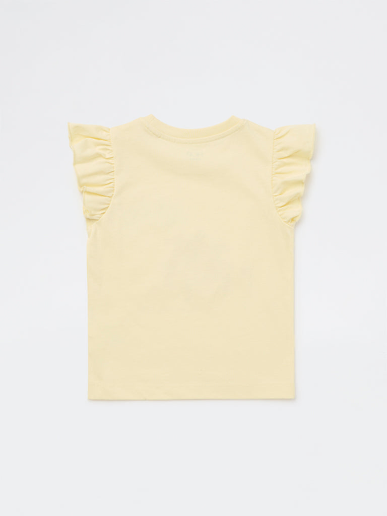 HOP Kids Girls Yellow Octopus Pattern Cotton Top