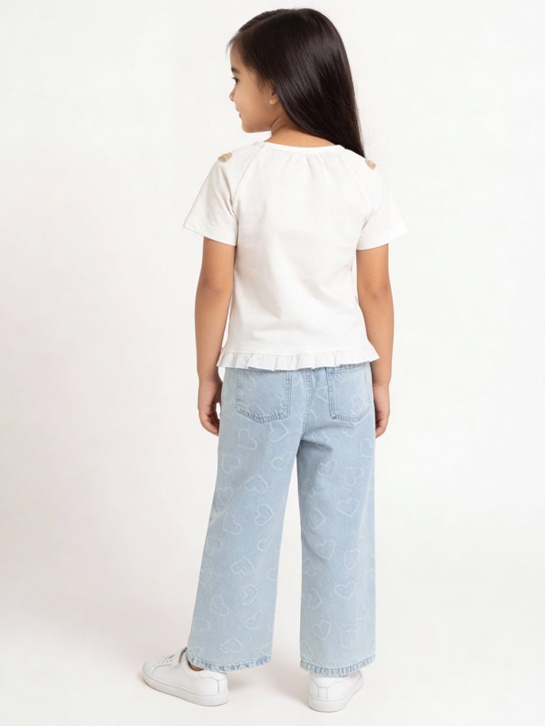 HOP Kids Girls Light Blue High-Rise Relaxed-Fit Jeans
