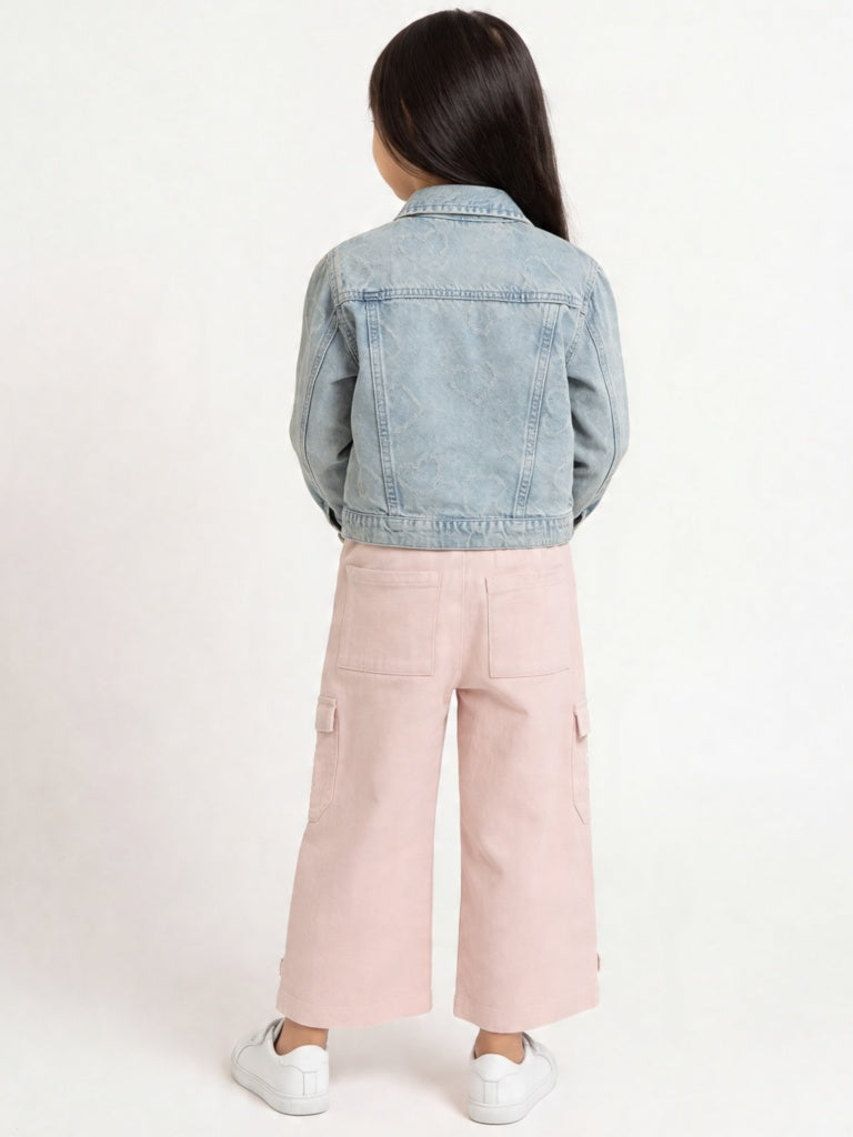 HOP Kids Girls Blue Faded Denim Jacket
