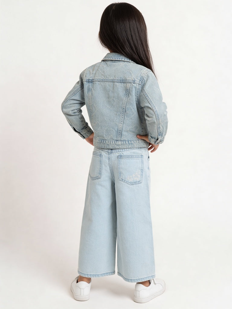 HOP Kids Girls Blue Faded Denim Jacket