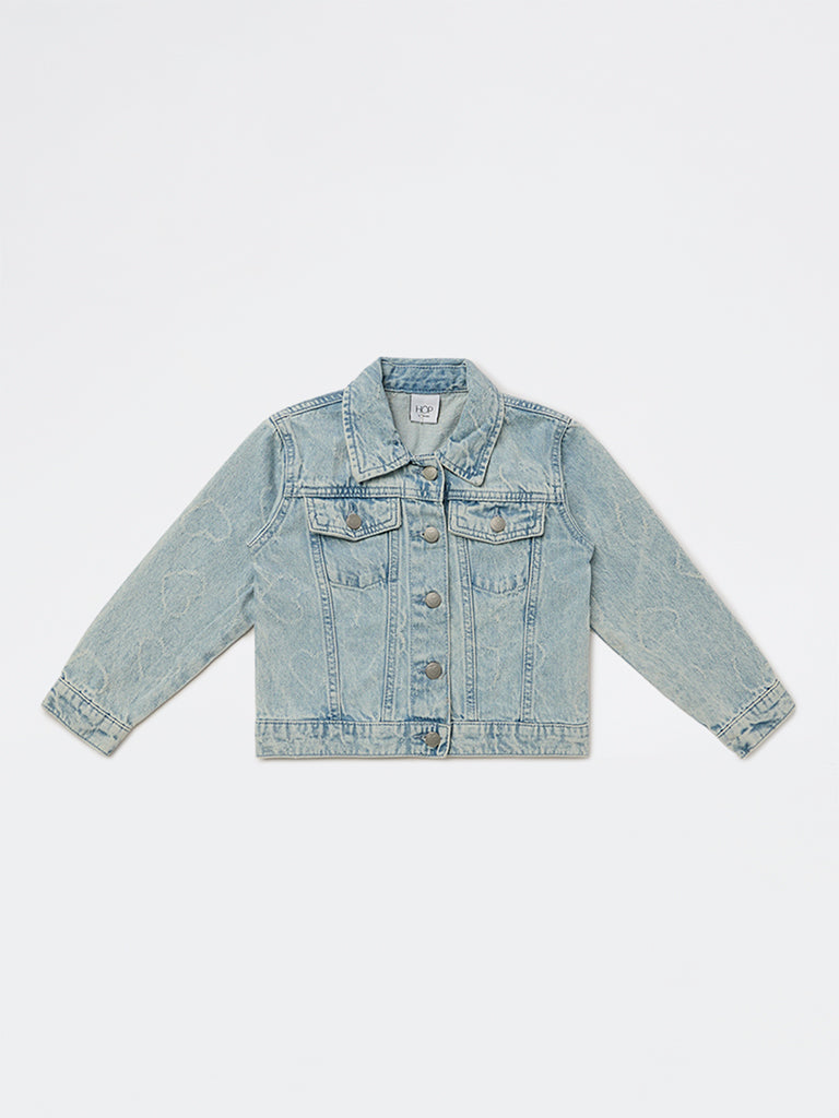 HOP Kids Girls Blue Faded Denim Jacket