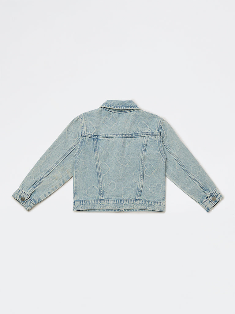 HOP Kids Girls Blue Faded Denim Jacket