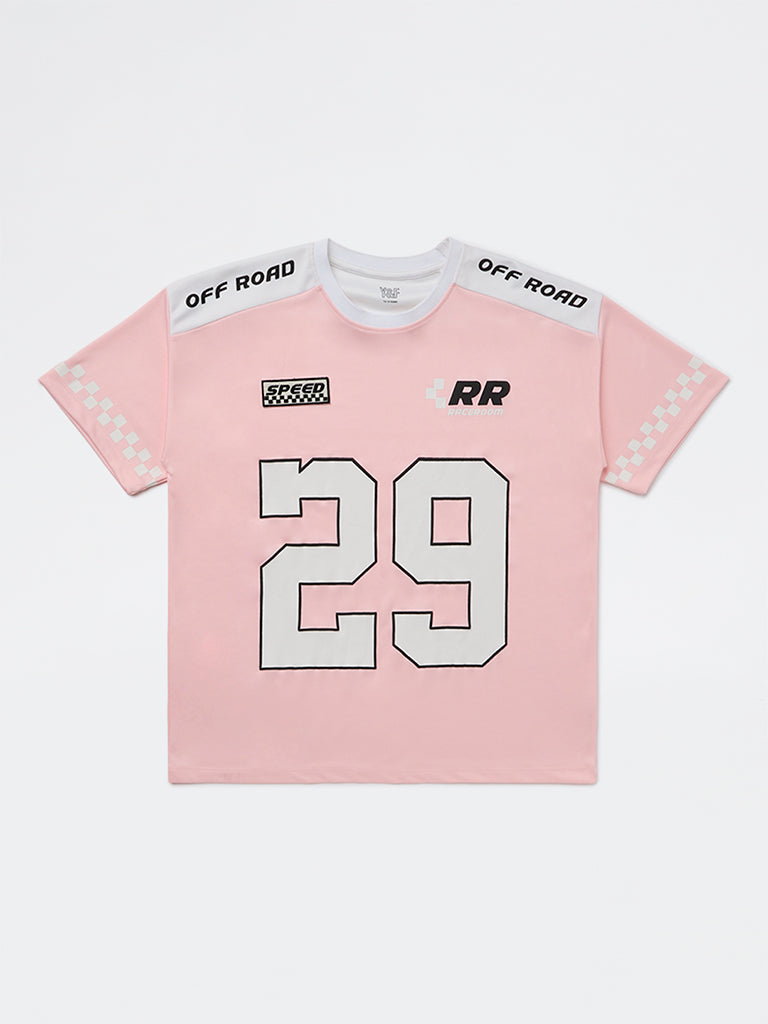 Y&F Girls Boys Pink Printed T-Shirt