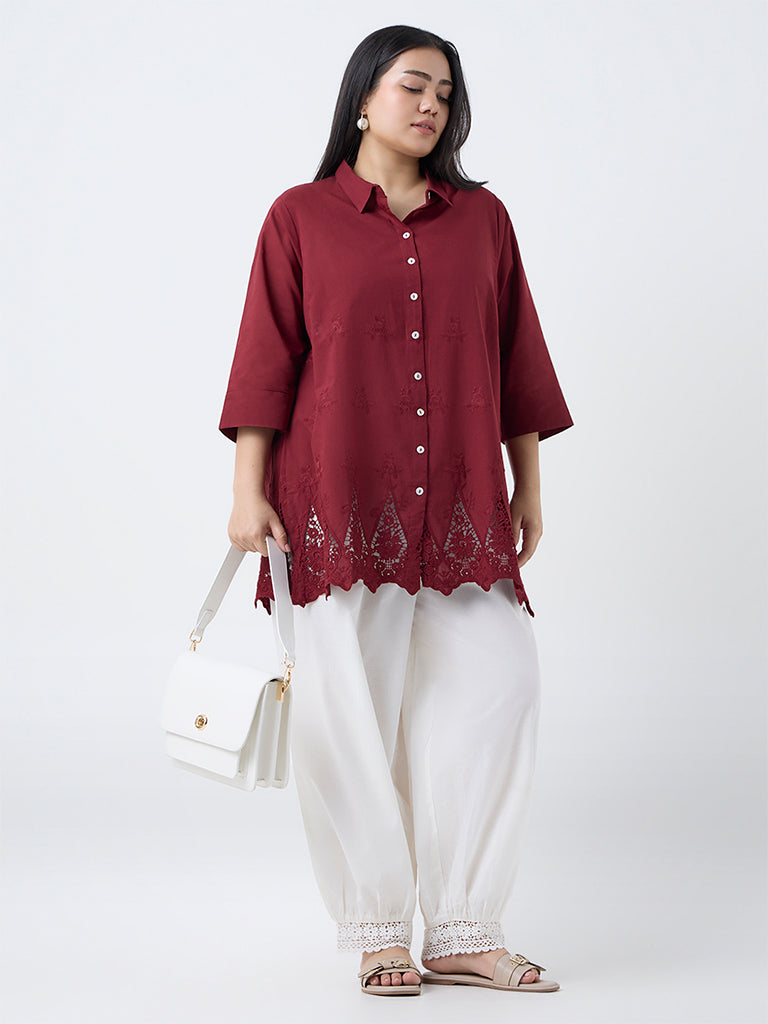 Diza White Schiffli Detailed Harem Pants