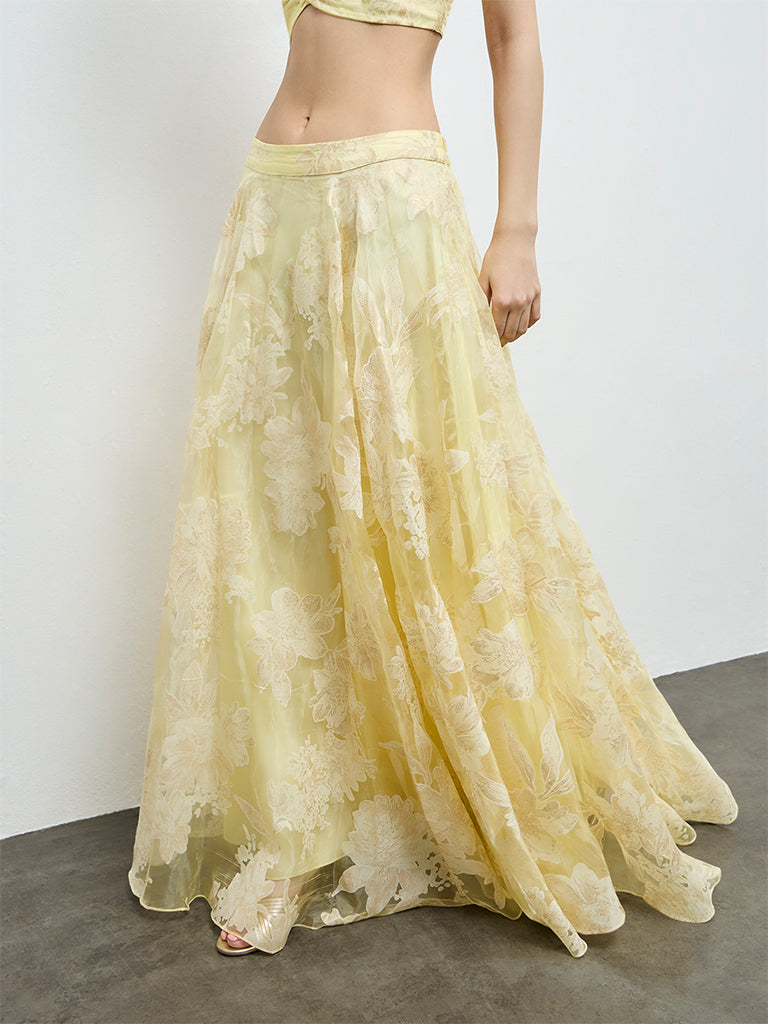 Vark Yellow Floral Skirt