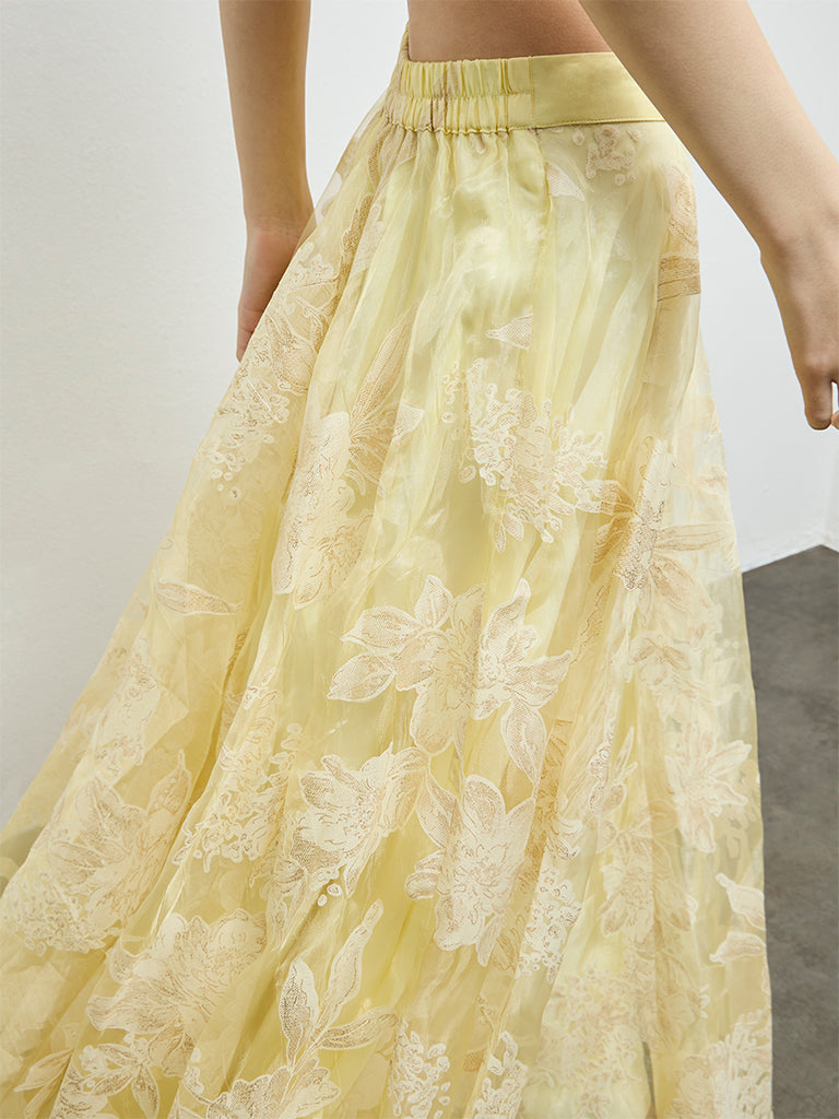 Vark Yellow Floral Skirt