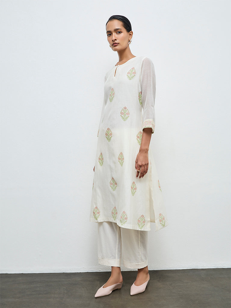 Zuba Off-White Cotton Pants