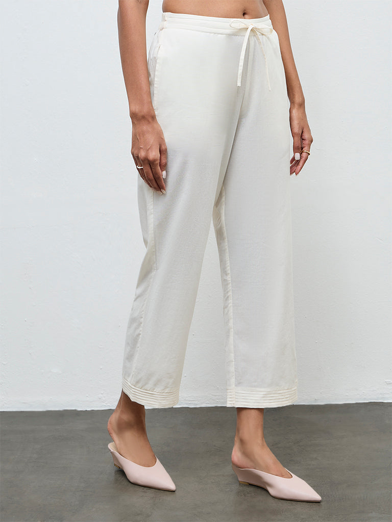 Zuba Off-White Cotton Pants