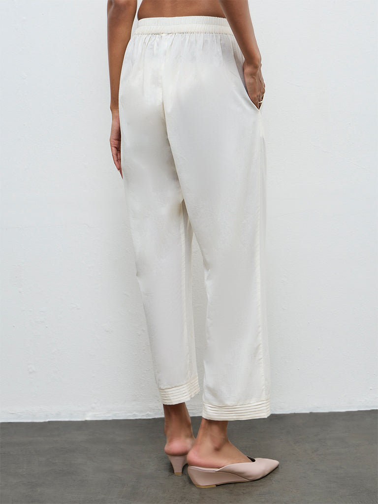 Zuba Off-White Cotton Pants