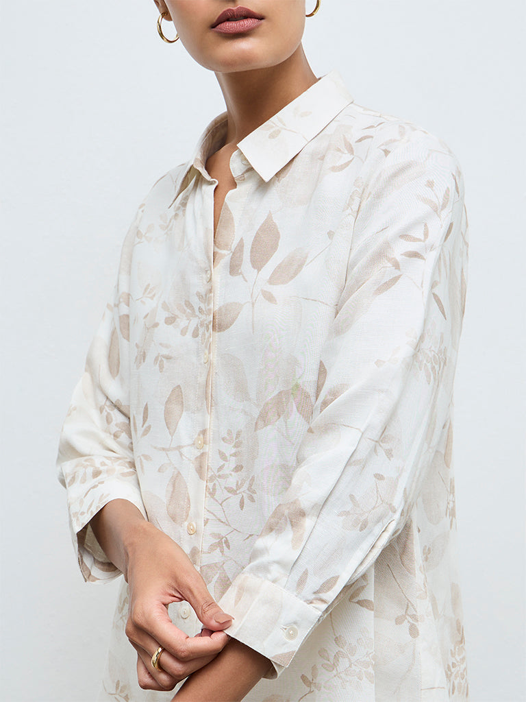 Zuba Beige Botanical Design Tunic