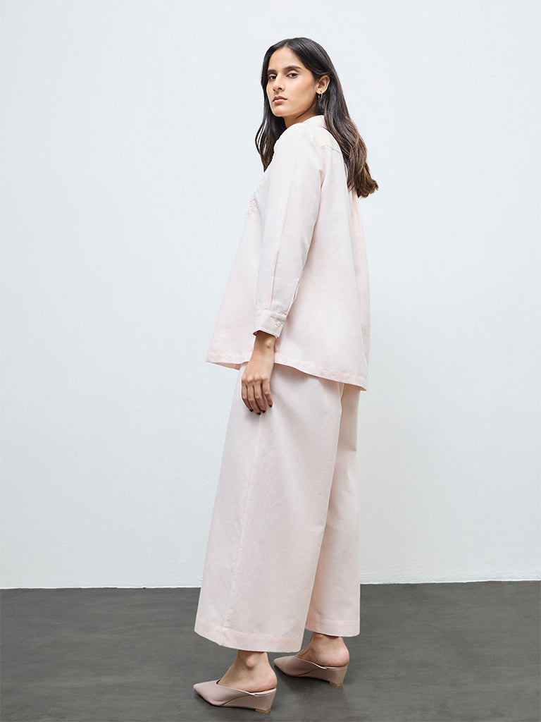 Zuba Pink Floral Embroidered Cotton-Blend Tunic