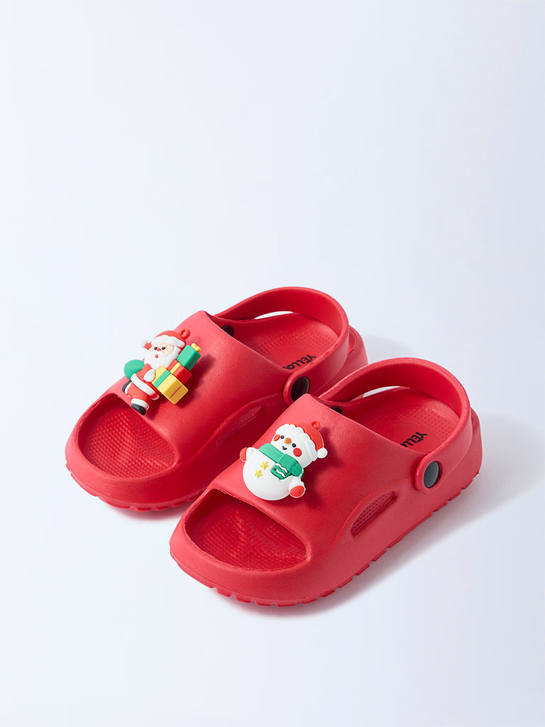 Yellow Red Winter-Themed Clogs