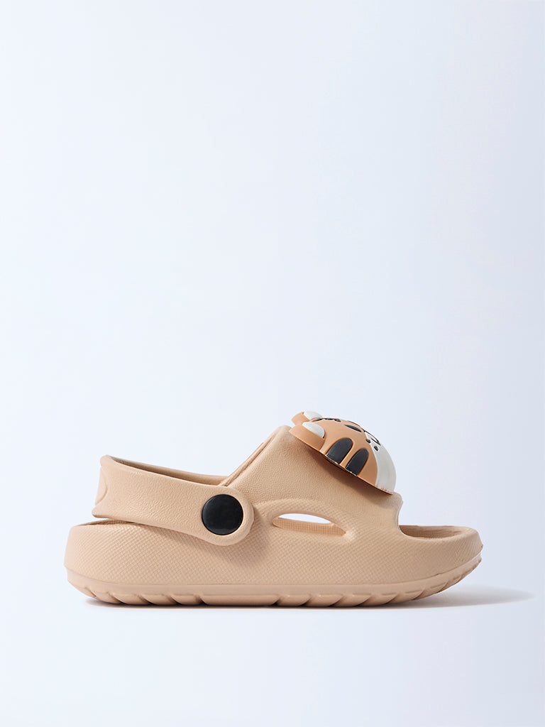 Yellow Beige Tiger-Themed Clogs