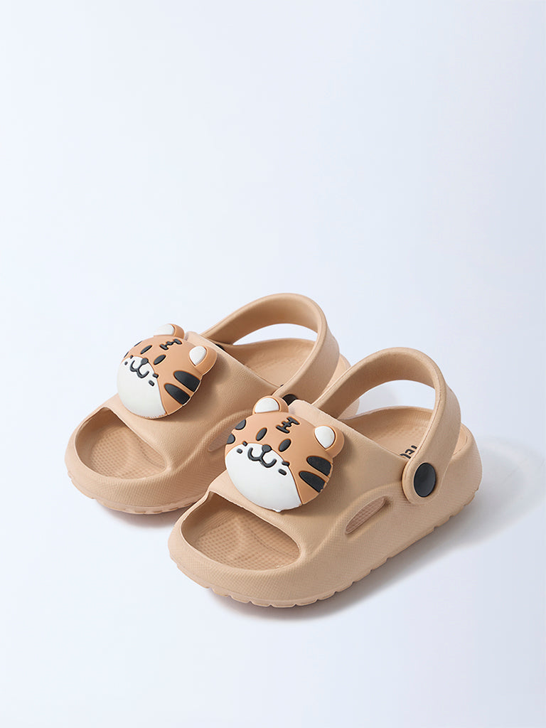 Yellow Beige Tiger-Themed Clogs