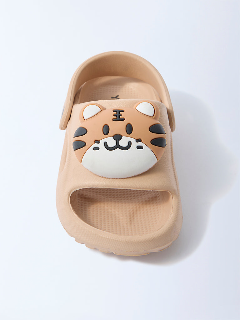 Yellow Beige Tiger-Themed Clogs
