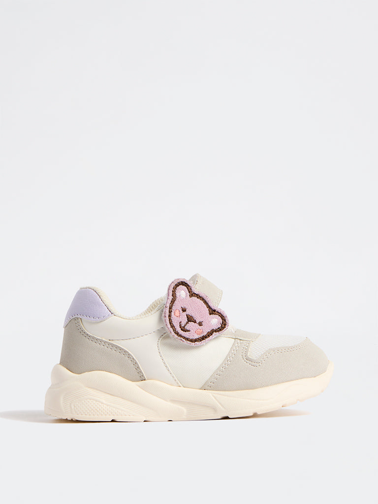 Yellow Grey Teddy-Detailed Sneakers