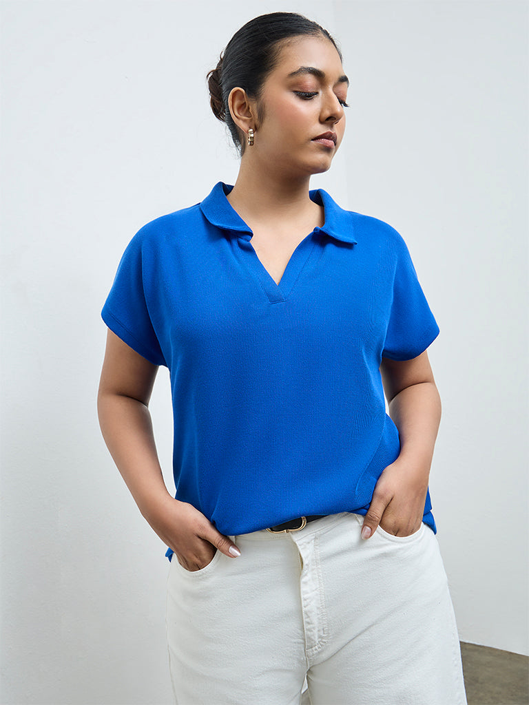 Gia Blue Textured T-Shirt