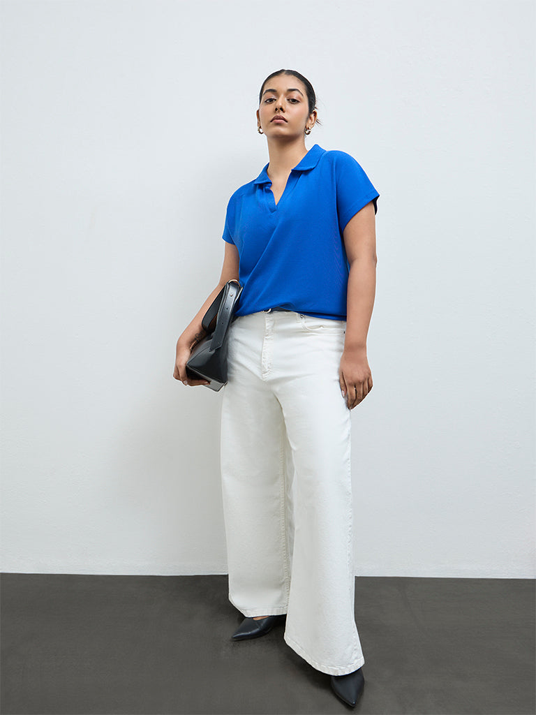 Gia Blue Textured T-Shirt