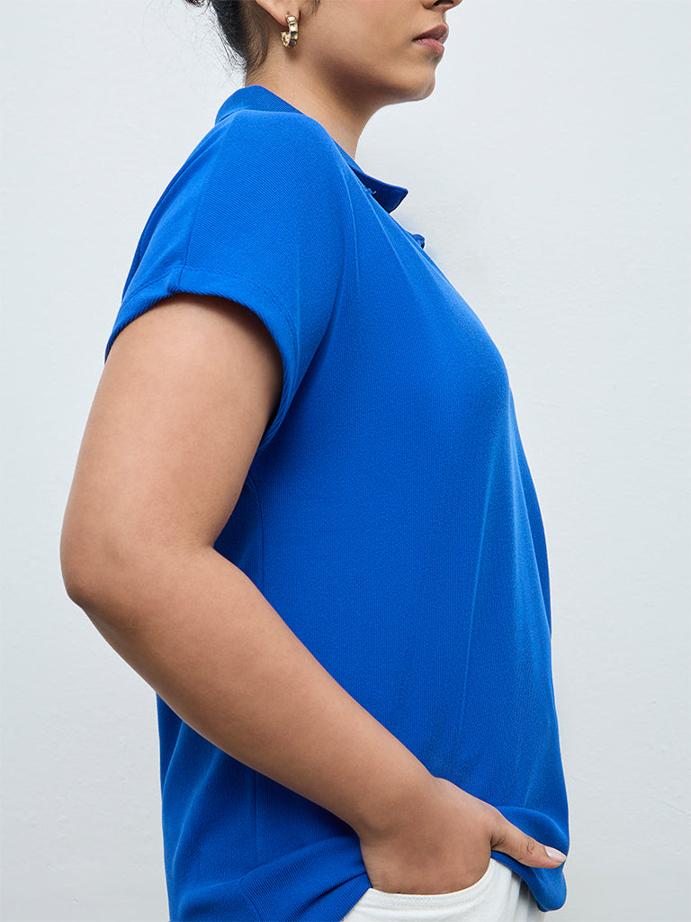 Gia Blue Textured T-Shirt