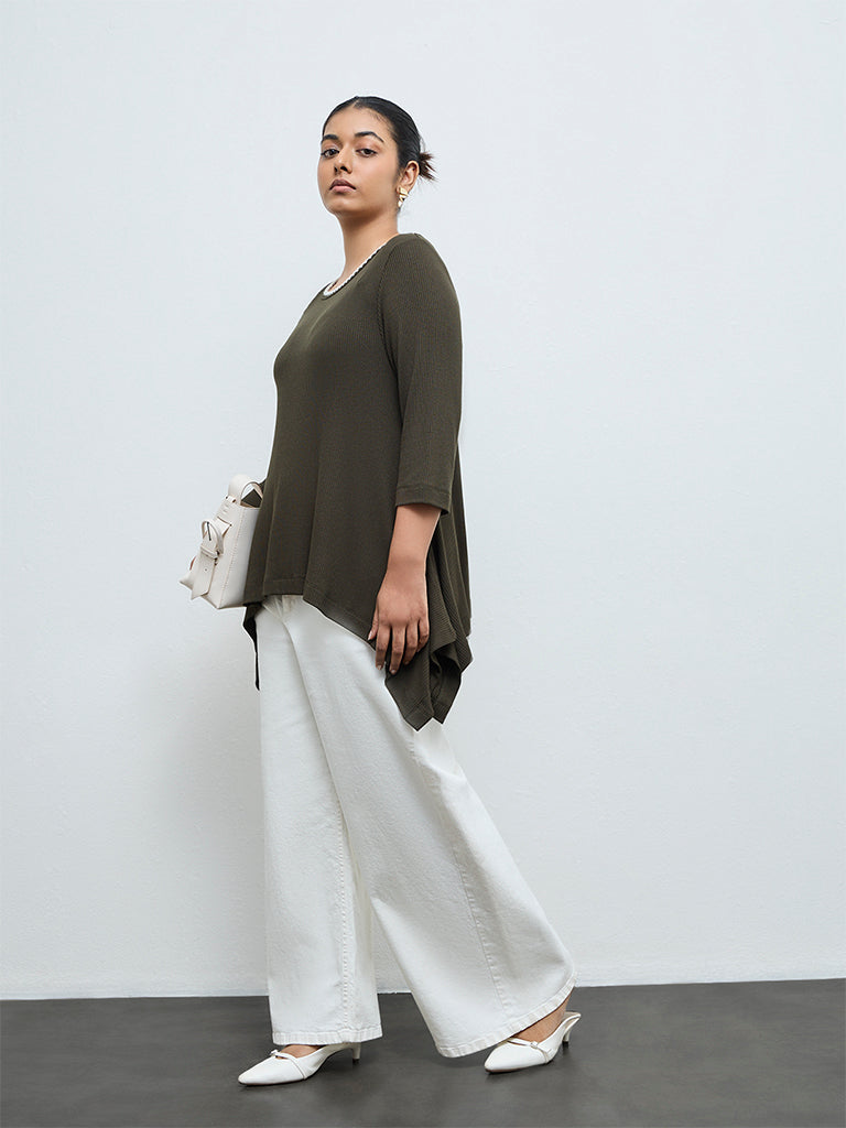 Gia Olive Rib-Textured Top