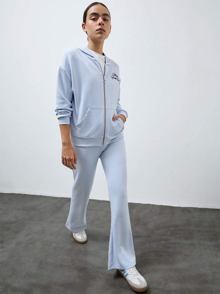 Nuoflexx Light Blue Solid High-Rise Pants