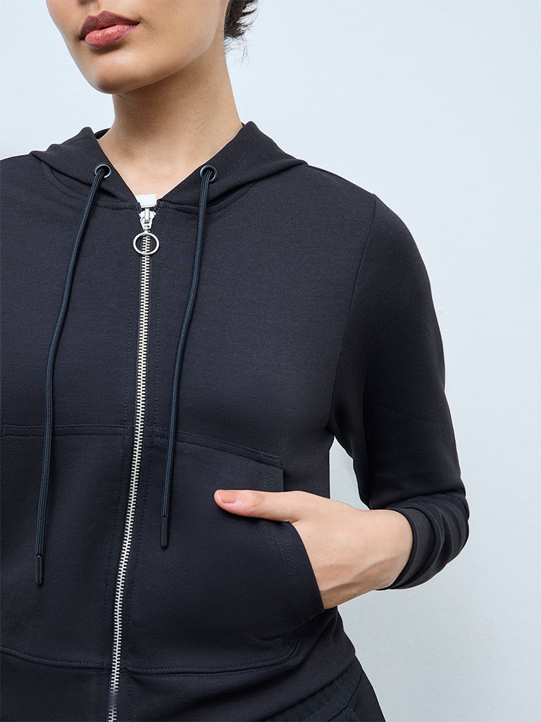 Nuoflexx Black Solid Hooded Jacket