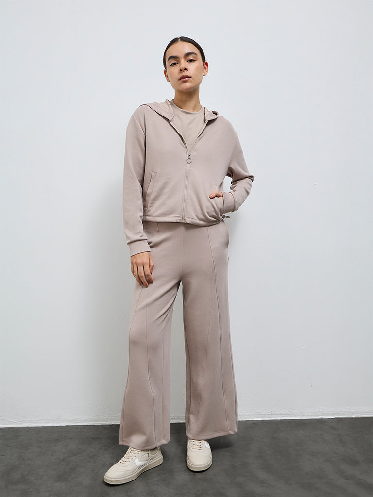 Nuoflexx Taupe Solid Hooded Jacket