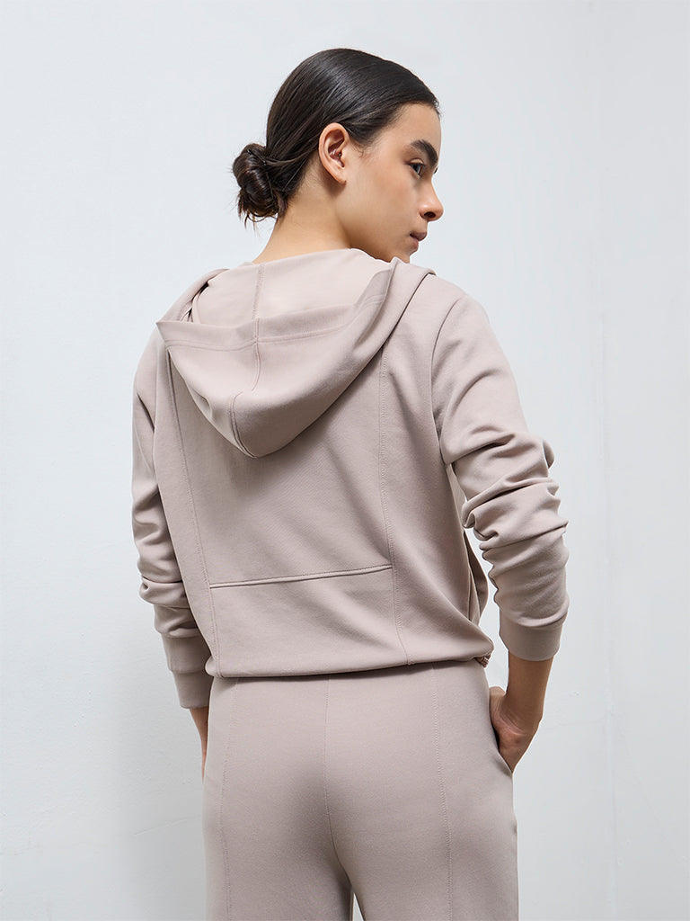 Nuoflexx Taupe Solid Hooded Jacket