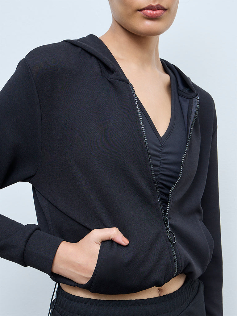 Nuoflexx Black Solid Hooded Jacket