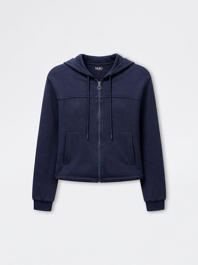 Nuoflexx Navy Textured Hooded Jacket