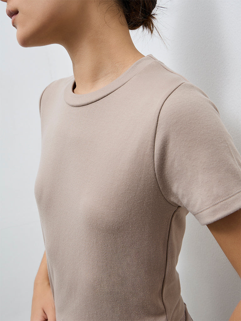 Nuoflexx Dusty Taupe Solid T-Shirt