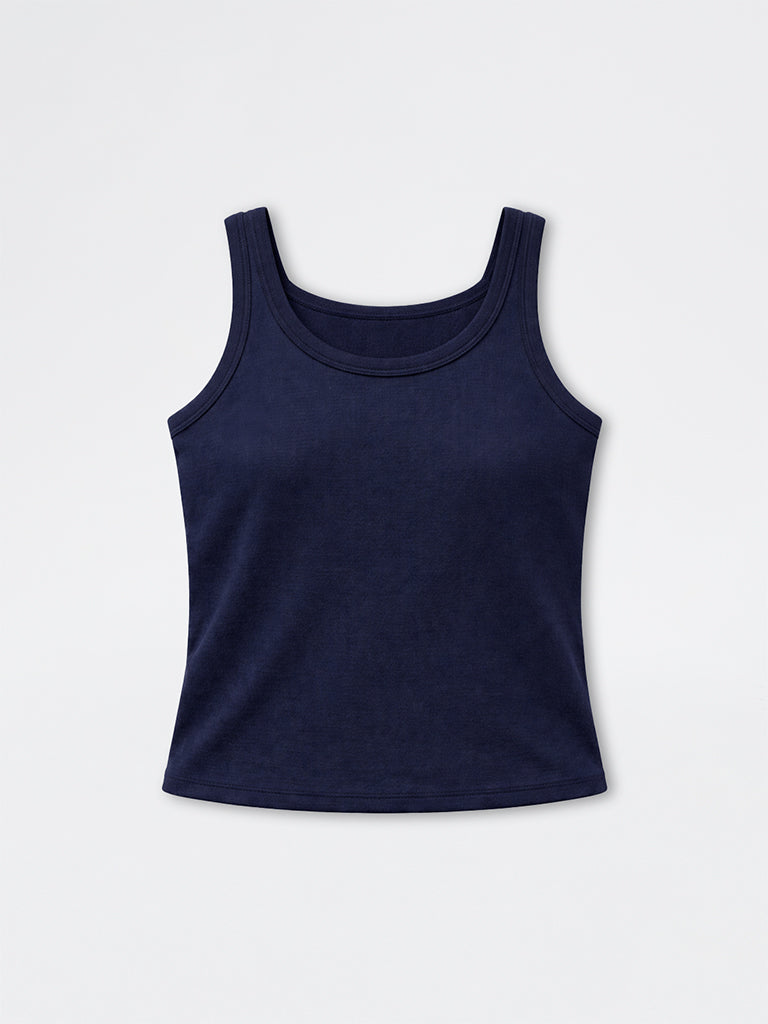 Buy Nuoflexx Navy Textured Tank Top from Westside