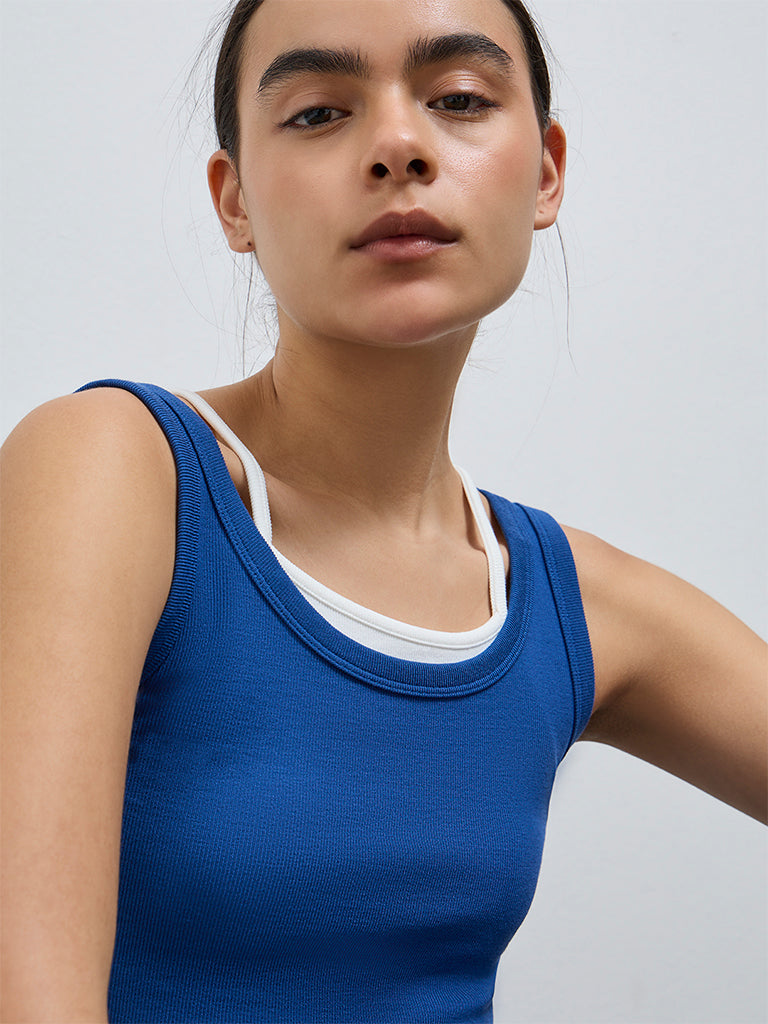 Nuoflexx Blue Textured Tank Top