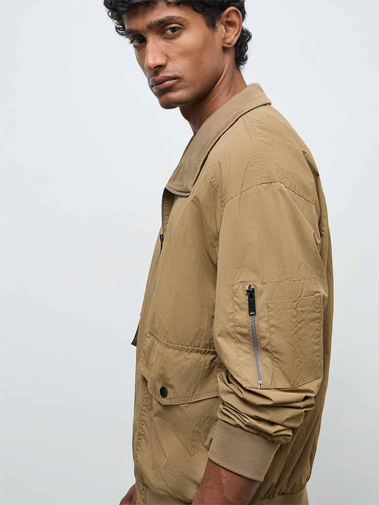 WES Casuals Beige Relaxed-Fit Jacket