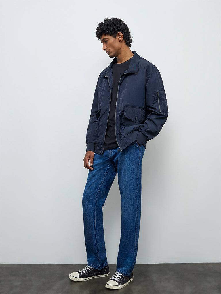 WES Casuals Navy Relaxed-Fit Jacket