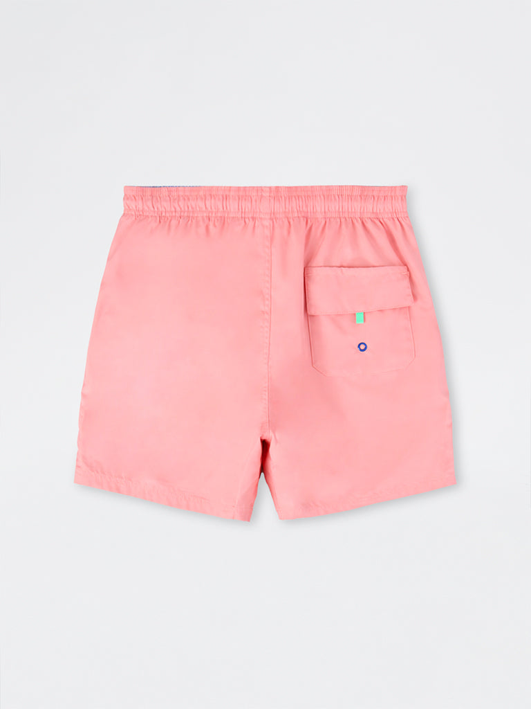WES Casuals Pink Relaxed-Fit Mid-Rise Swimwear Shorts