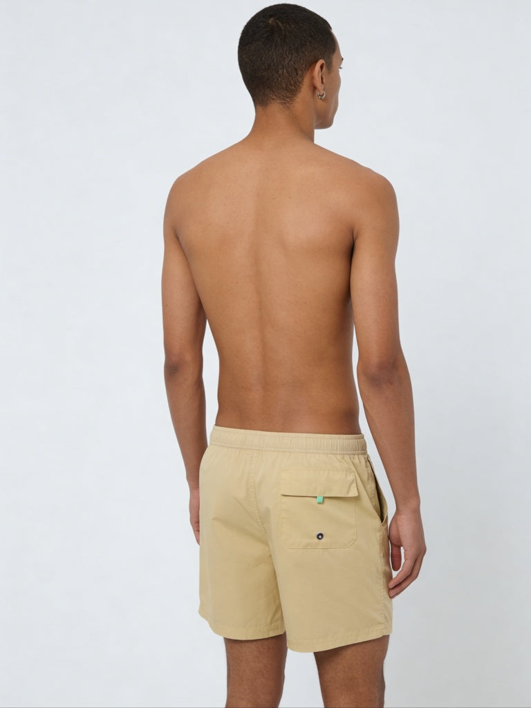 WES Casuals Yellow Relaxed-Fit Mid-Rise Swimwear Shorts