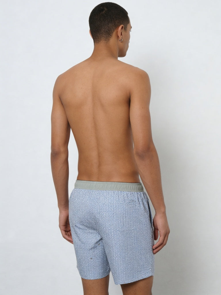 WES Casuals Sage Printed Relaxed-Fit Mid-Rise Swimwear Shorts