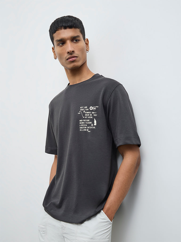 Nuoflexx Charcoal Relaxed-Fit Cotton-Blend T-Shirt
