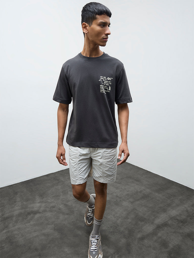 Nuoflexx Charcoal Relaxed-Fit Cotton-Blend T-Shirt