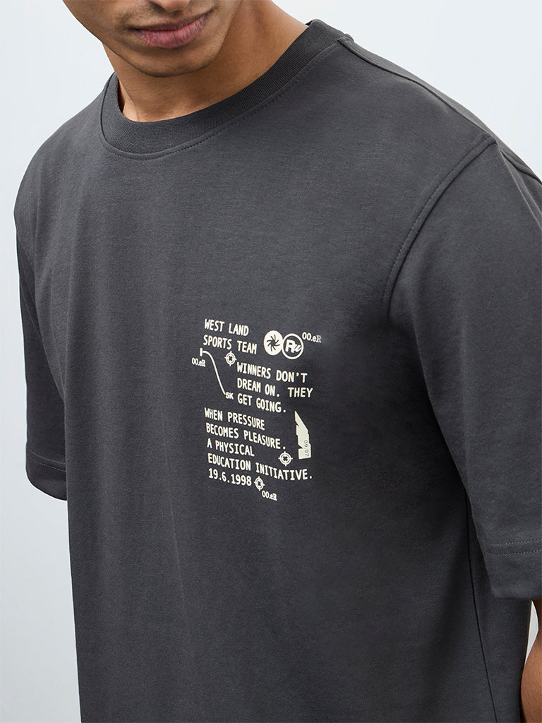 Nuoflexx Charcoal Relaxed-Fit Cotton-Blend T-Shirt