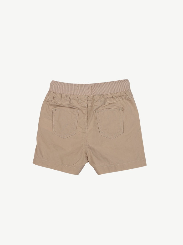 HOP Baby Boys Beige Solid Cotton Shorts