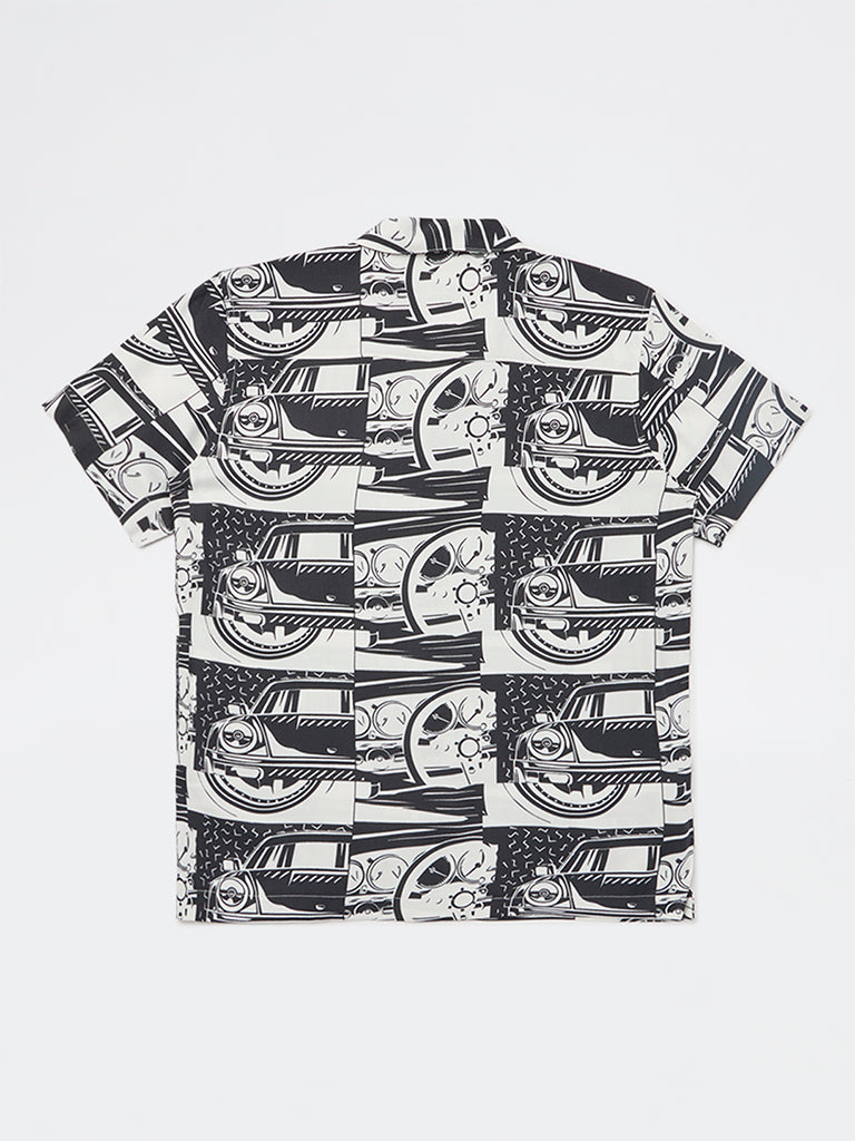 Boys Black Printed Shirt