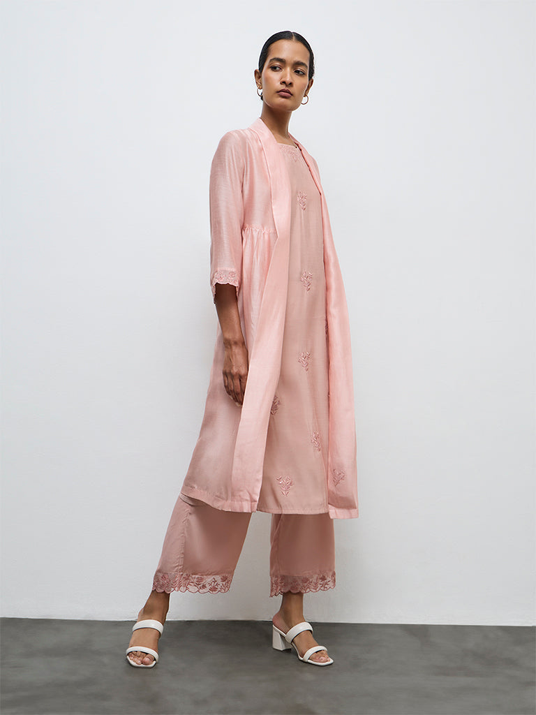 Zuba Dusty Pink Embroidered Pants
