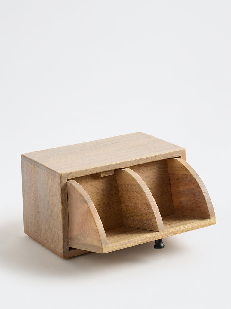 Westside Home Light Brown Sunflower Design Wooden Tea Box