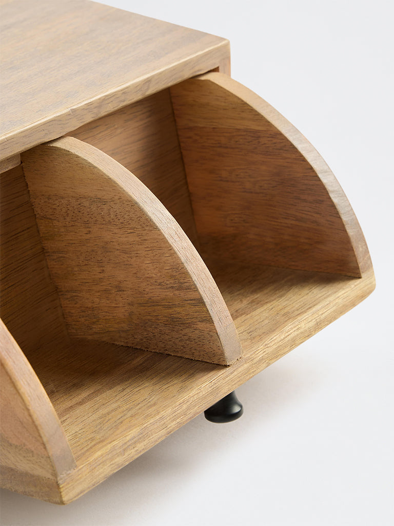 Westside Home Light Brown Sunflower Design Wooden Tea Box